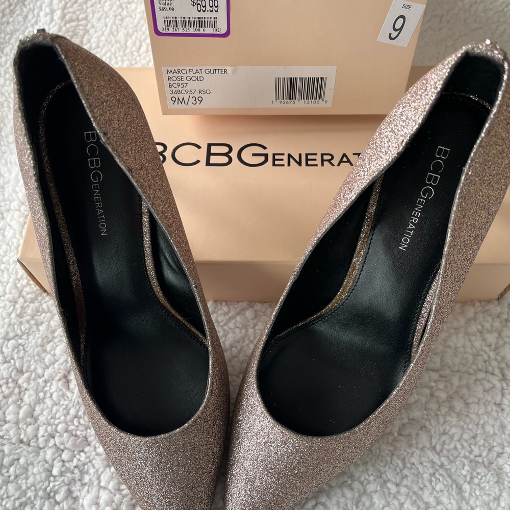 BCBGeneration Women's Sparkling Rose Gold Heels